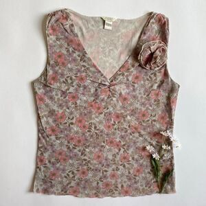 Y2K mesh floral sleeveless top